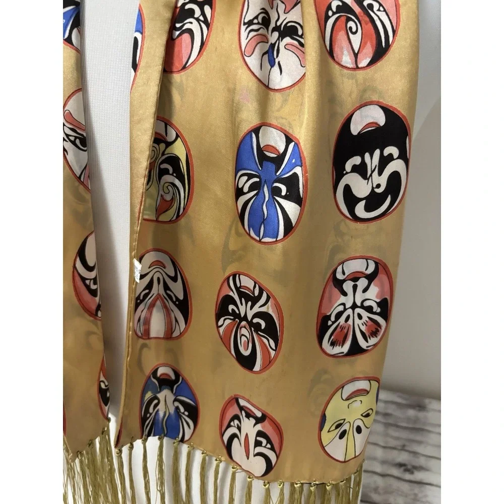 Vintage 100% Silk Print Scarf 11x45